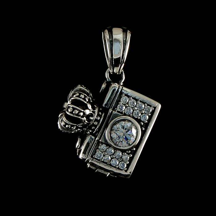 Anhnger mit Kamera und Zirkonia Silber