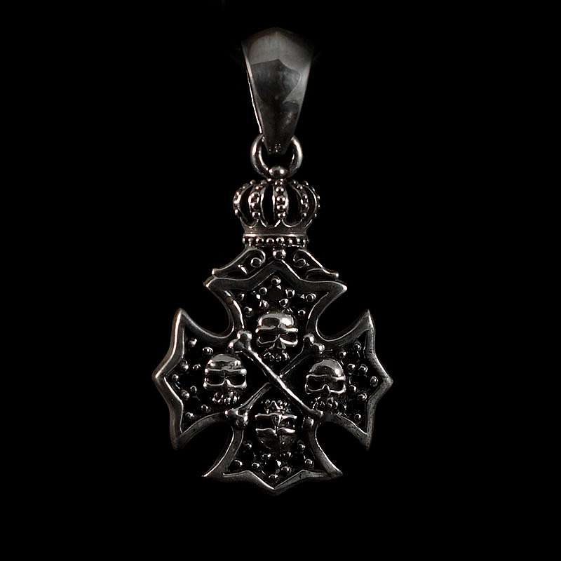 Mittelalter Schmuck Anhnger Templerkreuz mit Krone