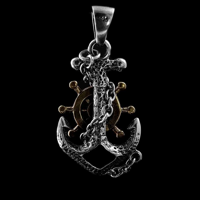 Anker Anhnger 925er Silber mit Steuerrad