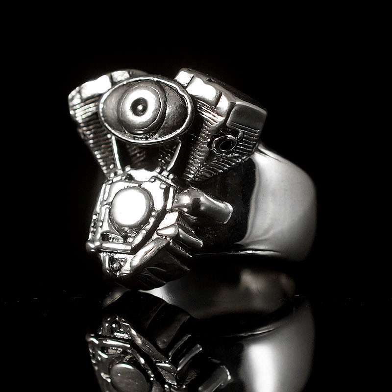 Biker Schmuck Ring mit Motor