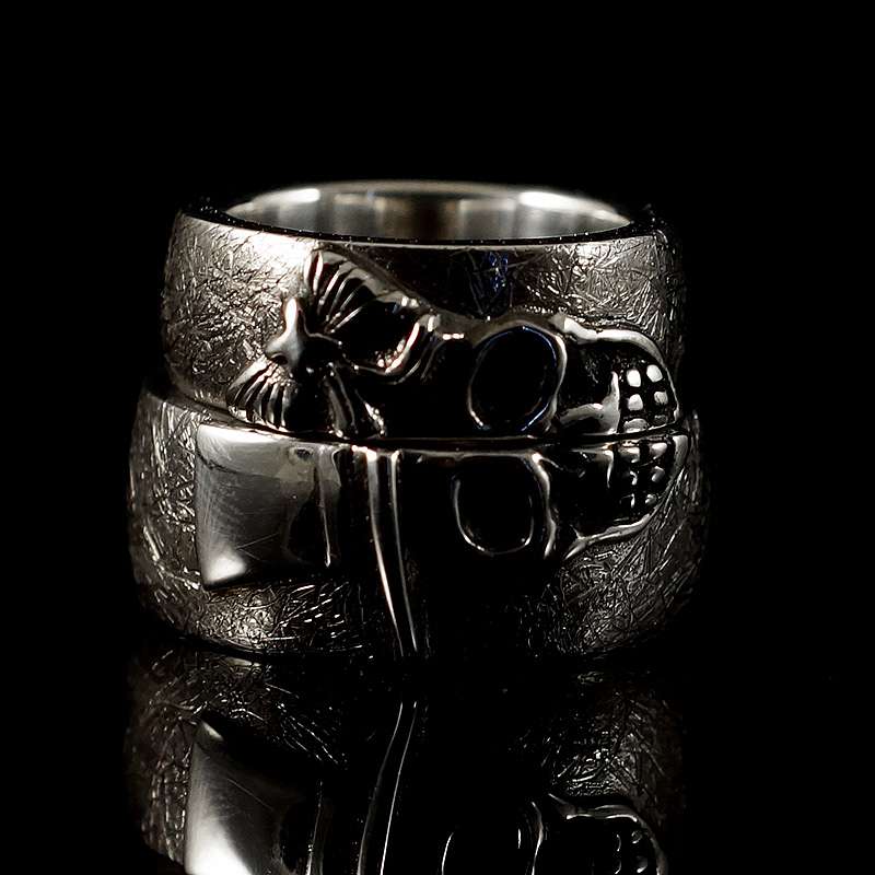 Biker Schmuck Eheringe mit Totenkpfen