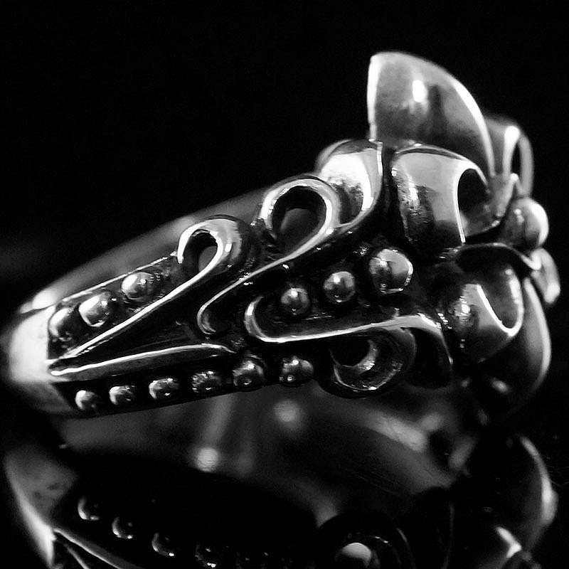 Fleur de Lis Ring mit Verzierung, Biker Schmuck
