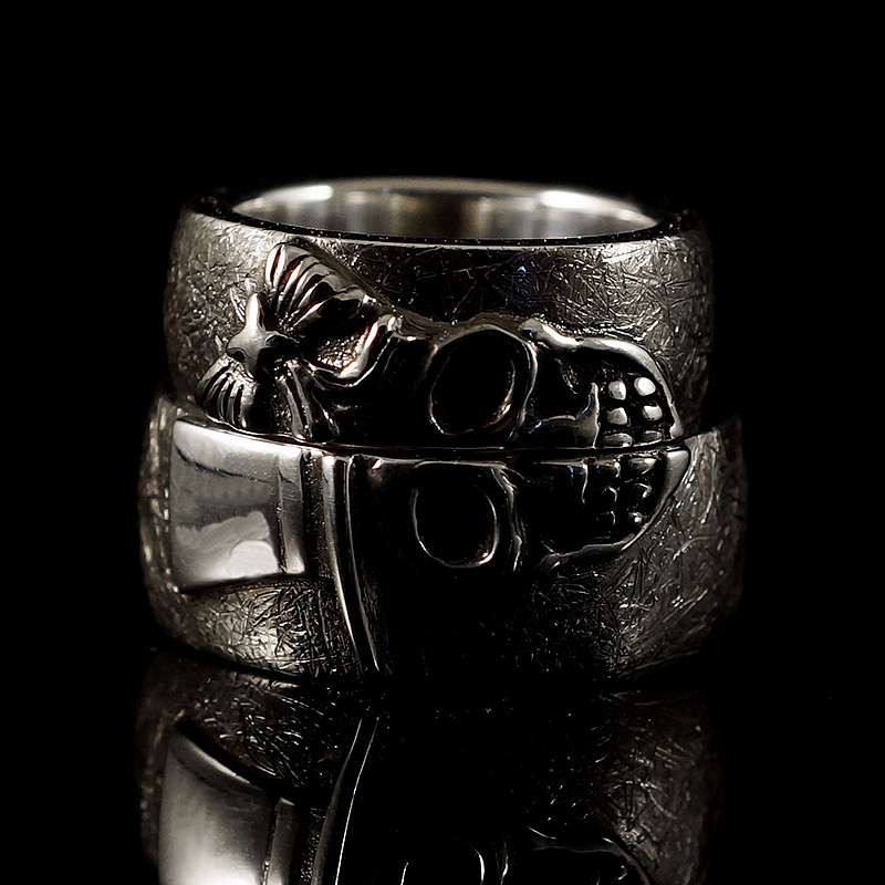 Biker Schmuck Eheringe mit Totenkpfen