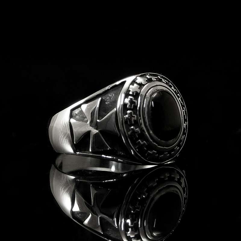Biker Schmuck Ring mit Templerkreuz