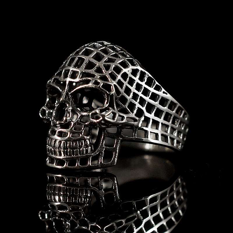 Bikerschmuck Totenkopfring aus Sterlingsilber