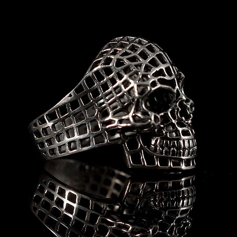 Bikerschmuck Totenkopfring aus Sterlingsilber