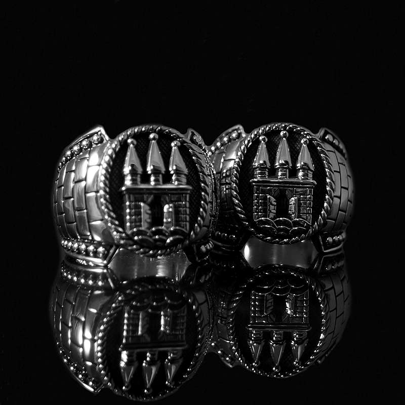 Ringe aus Silber mit Hamburg Wappen