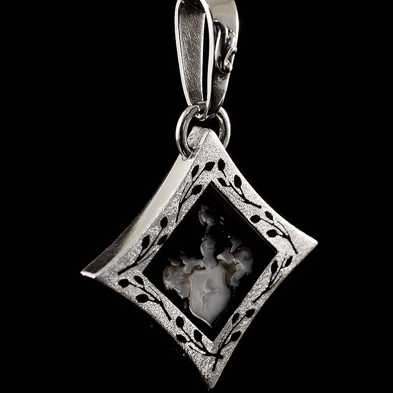 Familienwappen Anhnger mit Lagenstein aus Silber
