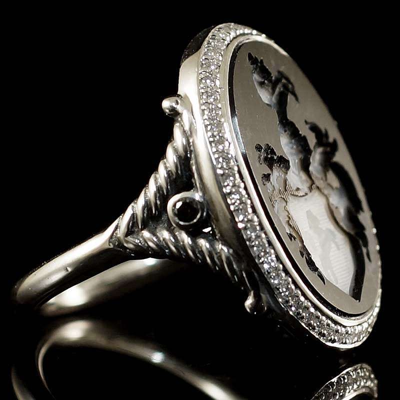 Familienwappen Siegelring aus Silber mit Lagenstein