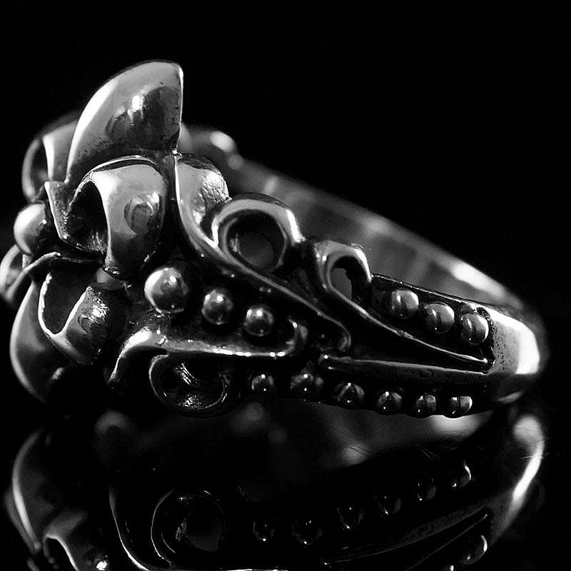 Fleur de Lis Ring mit Verzierung, Biker Schmuck