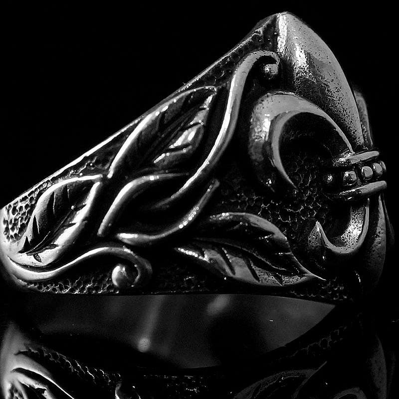 Ring Fleur de Lis mit Blttern Mittelalter Schmuck