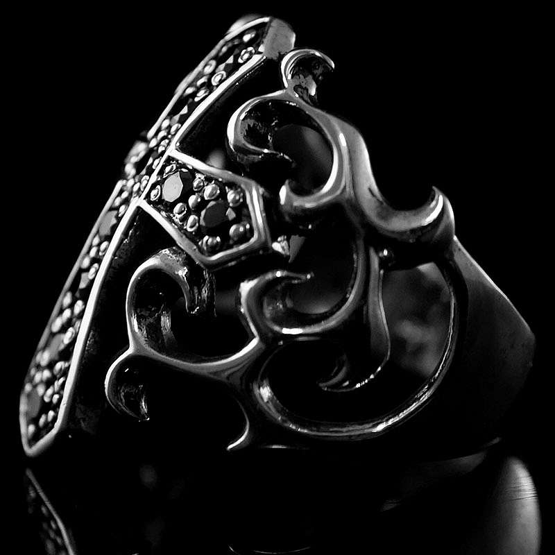 Templerschmuck, Templerkreuz Ring mit Musterung