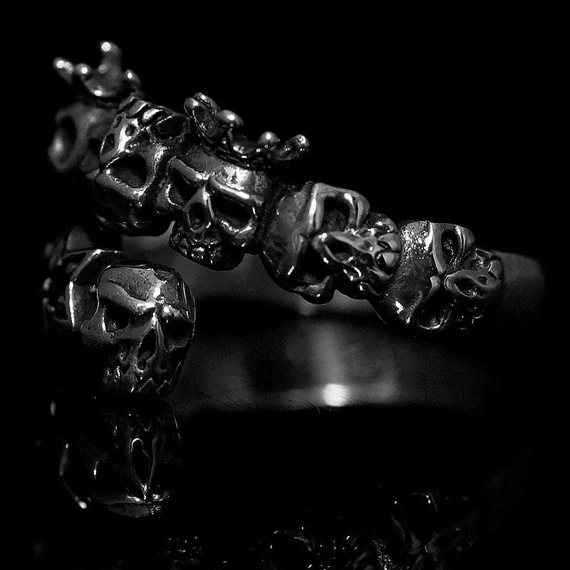 Offener Totenkopf Ring Skulls und Sterne