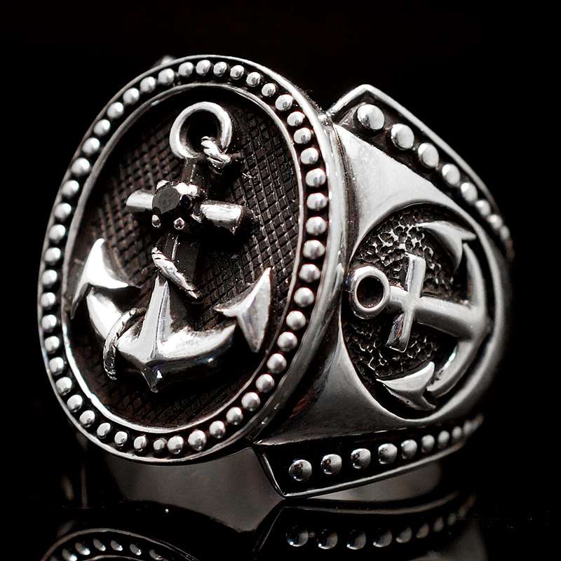 Anker Ring mit Schmuckstein (Hein)