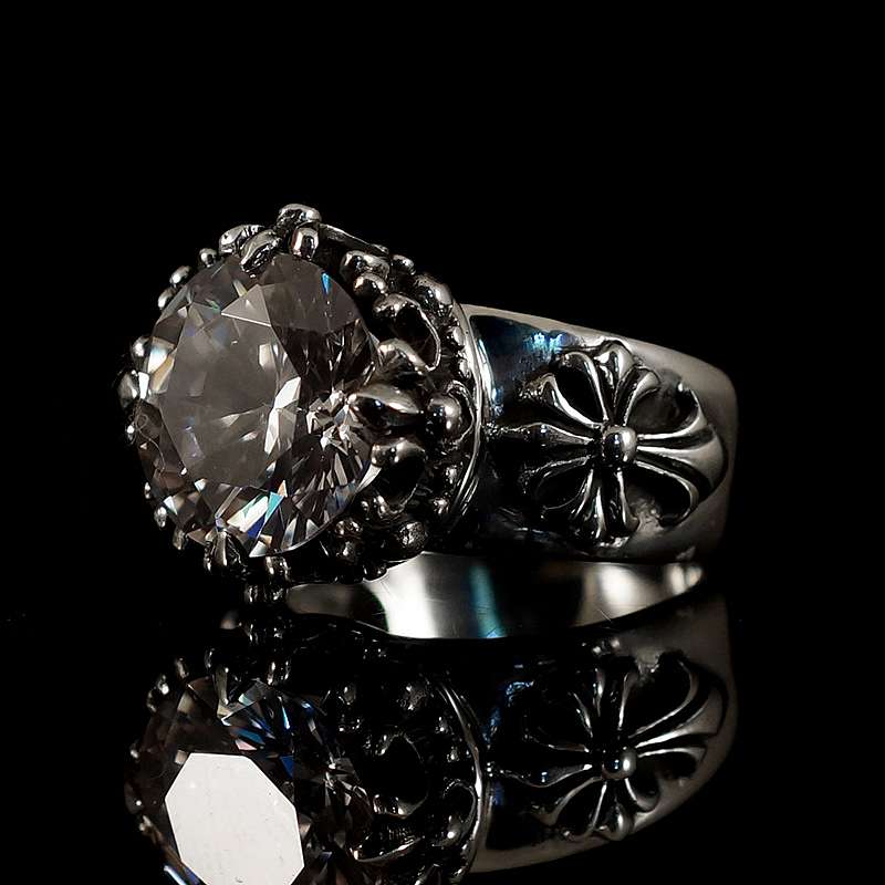 Templerkreuz Ring mit schwarzem oder weiem Zirkonia Stein