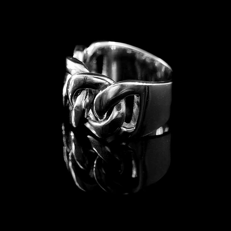 Ring Panzerkette aus Silber, Bikerschmuck