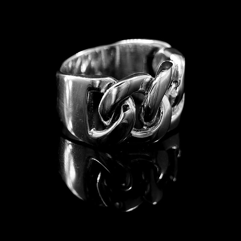 Ring Panzerkette aus Silber, Bikerschmuck