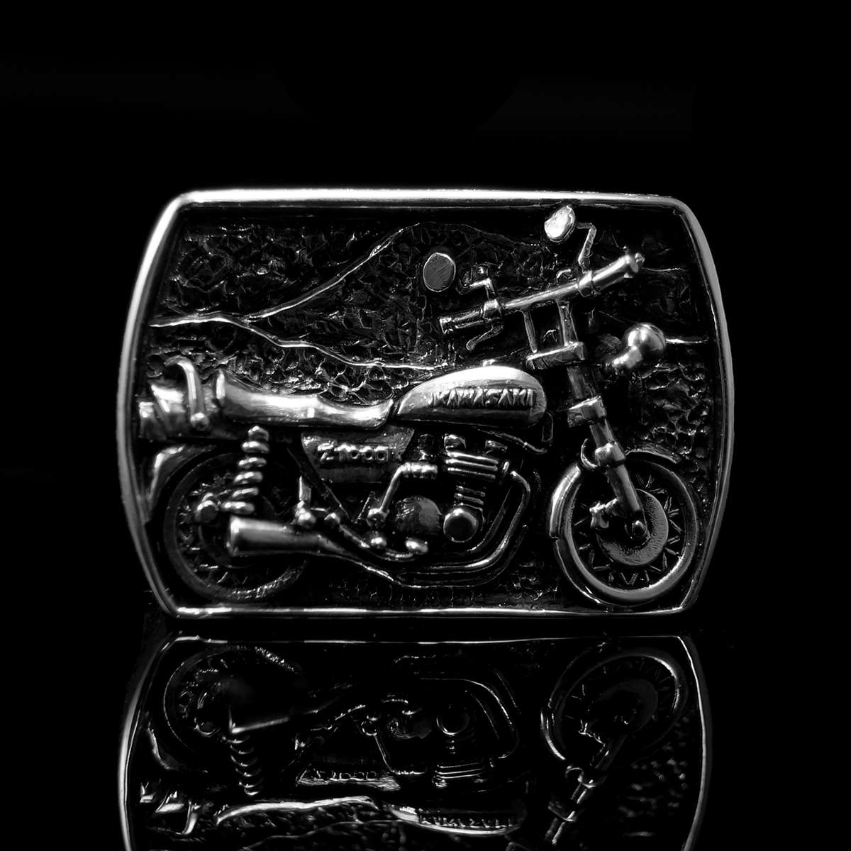 Ring aus Silber, Motorrad Kawasaki