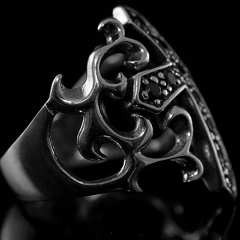 Templerschmuck, Templerkreuz Ring mit Musterung