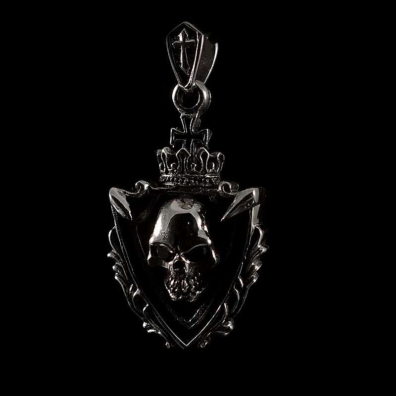 Totenkopf Anhnger mit Kreuz und Krone