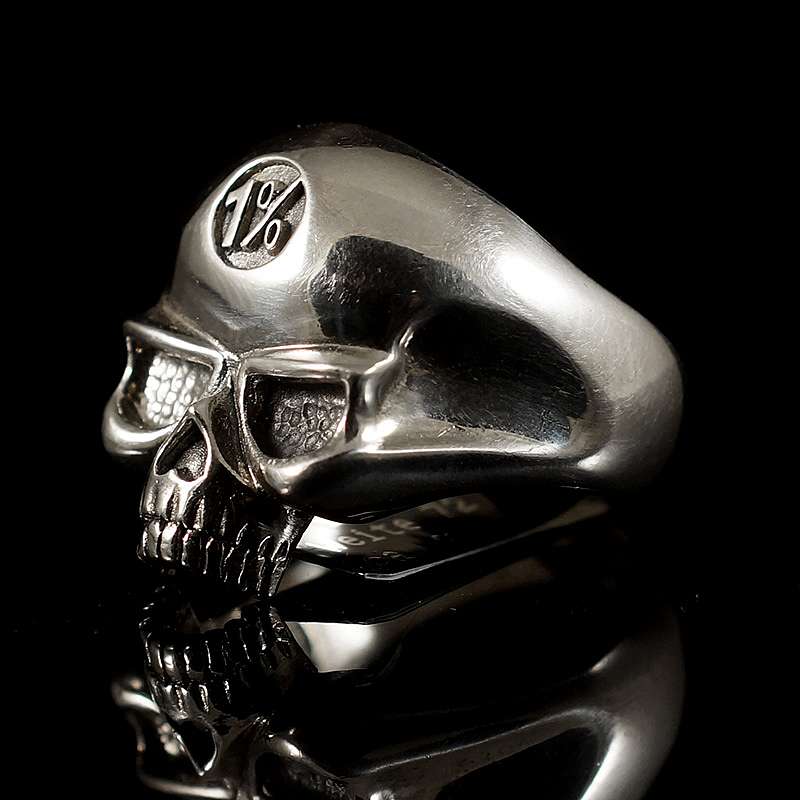 Totenkopf Ring mit 1% Symbol