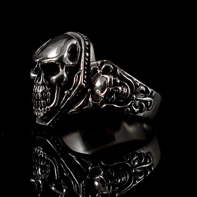 Totenkopfring fr Biker aus Sterlingsilber