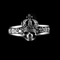 Totenkopf Ring mit Krone und kleinen Steinen