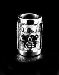 Anhnger, Silberrolle Totenkopf gefasst mit Zirkonia Steinen