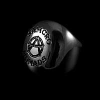Ring mit Anarchy Symbol und Gravur aus 935er Silber