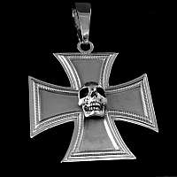 Totenkopf Anhnger auf Ritterkreuz aus 935er Silber