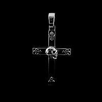 Totenkopf Anhnger mit Kreuz und Lilien aus 935er Silber
