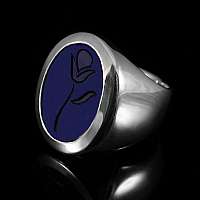 Ring aus 935er Silber mit Wappen und Lapeslazuli