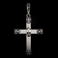 Totenkopf Kreuz Anhnger aus 935er Silber mit Lilien