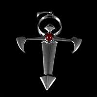 Kreuz Anhnger aus massiv 935er Silber mit Rubin