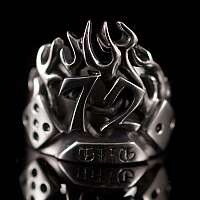 Rockabilly Wrfel Ring mit Flammen aus 935er Silber