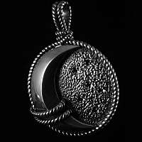 Anhnger aus massiv 935er Silber mit Mond und Saphiren