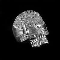 Totenkopfring aus 925er Sterling Silber mit Zirkonia Steinen