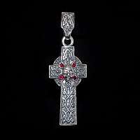 Anhnger Kreuz von Customringz mit roten Steinen