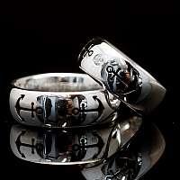 Eheringe mit Anker Diamant und Saphir