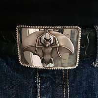 Grtelschnalle mit Fledermaus aus Silber