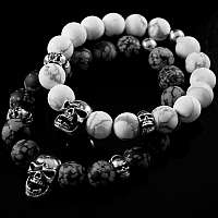 Kugelarmbänder aus Haolit oder Snowflake Obsidian mit Beads