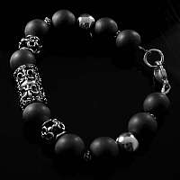 Kugelarmband aus grauen Schmucksteinen mit Lilien Beads