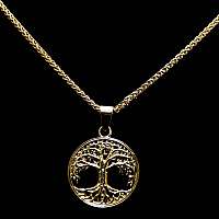 Lebensbaum als Anhnger mit Zopfkette aus Gold