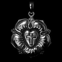 Anhnger Lutherrose mit Gravur aus 935er Silber