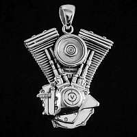 V2 Motor Bikerschmuck Anhnger aus Ag 925 Sterlingsilber