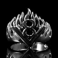 V8 Ring mit Flammen aus Silber